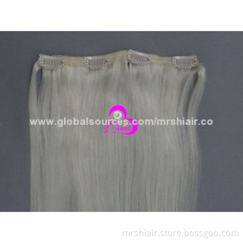 24" 60# White Blonde Full Head Remy Clip-in Indian Silk Straight Human Natural Hair Extension 7pcs
